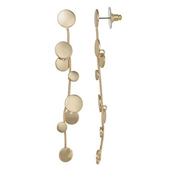Nine West Gold Tone Disc Linear Post Earrings