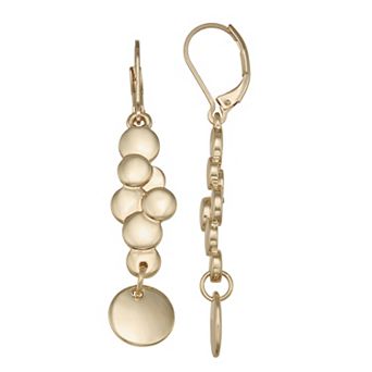 Nine West Gold Tone Drop Leverback Earrings
