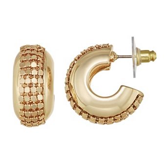 Nine West Gold Tone Chubby Disc Hoop Earrings