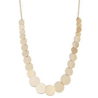 Nine West Gold Tone Graduated Disc Collar Necklace