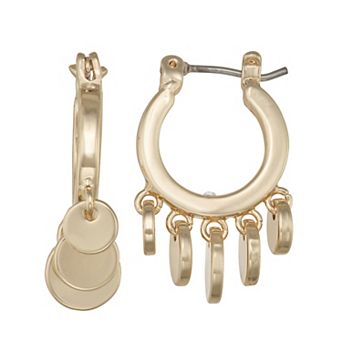 Nine West Gold Tone Disc Drop Earrings