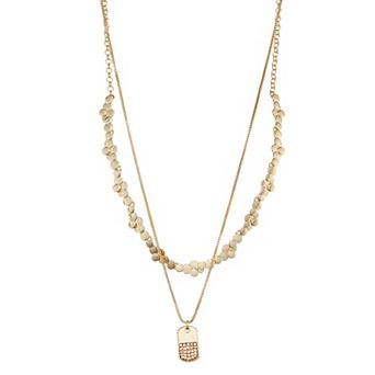 Nine West Gold Tone Disc Multistrand Necklace