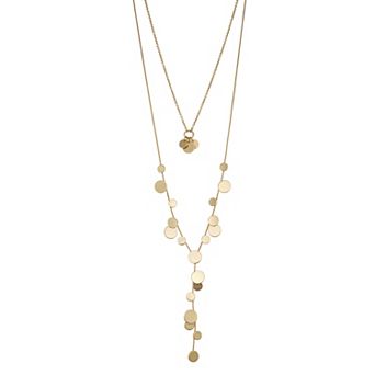 Nine West Gold Tone Disc Y-Necklace
