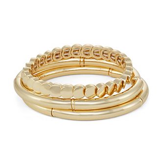 Nine West 3 pc Gold Tone Disc Stretch Bracelet Set