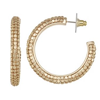 Nine West Gold Tone Mesh Disc Hoop Earrings