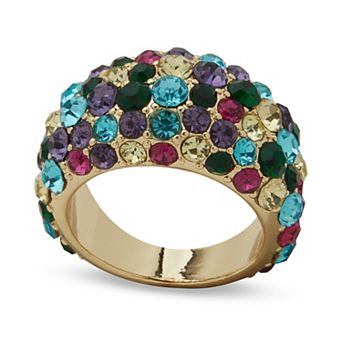 Emily in Paris Gold Tone Pave Multicolor Rhinestone Dome Ring
