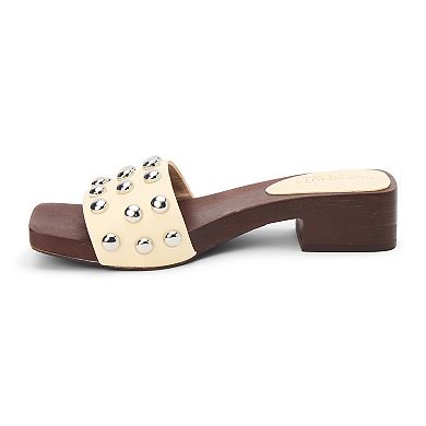 Coconuts by Matisse Fiora Women's Block Heel Slide Sandals with Stud Detail