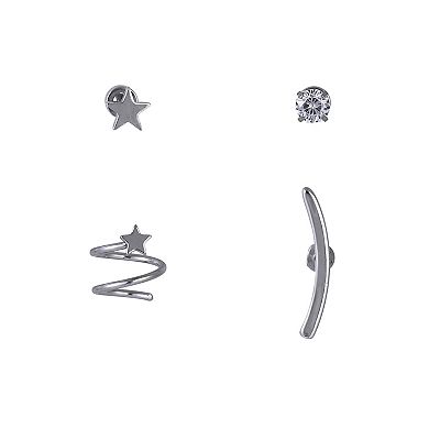 Emberly 4-Piece Stainless Steel Spiral & Climber Cartilage Earrings Set