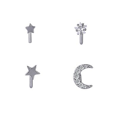 Emberly 4-Piece Stainless Steel L-Bend Nose Ring Set