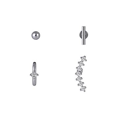 Emberly 4-Piece Stainless Steel Climber & Hoop Cartilage Earring Set