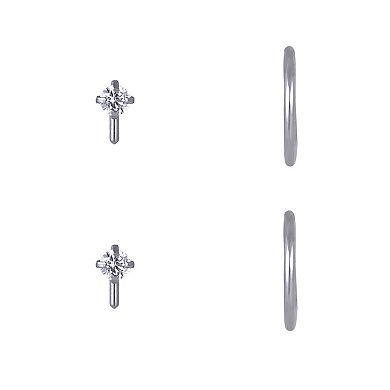 Emberly 4-Piece Stainless Steel L-Bend & Split Hoop Nose Rings