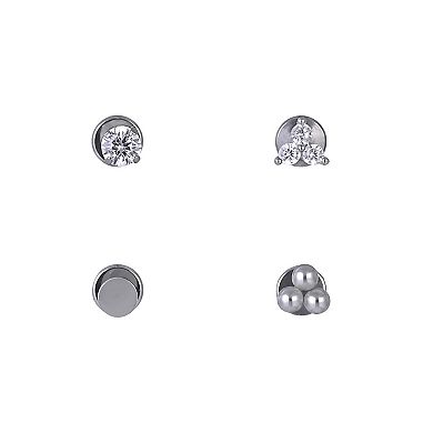 Emberly 4-Piece Stainless Steel Flat Back Nose Ring Set