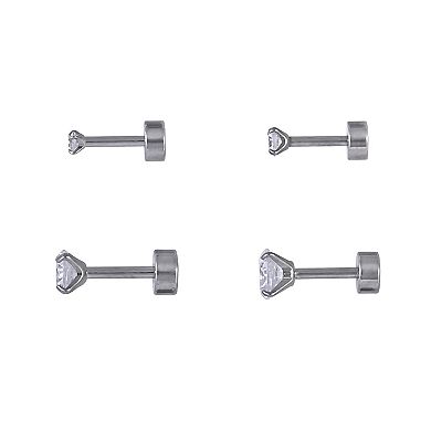 Emberly 4-Piece Stainless Steel Flat Back Cartilage Earring Set