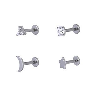 Emberly 4 pc Stainless Steel Lip Ring Set