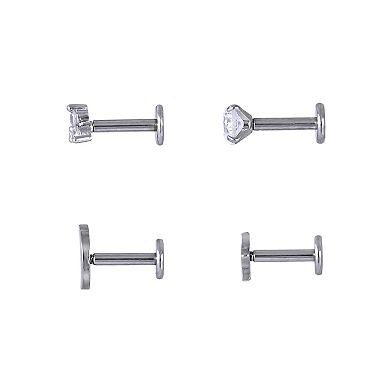 Emberly 4-Piece Stainless Steel Lip Ring Set