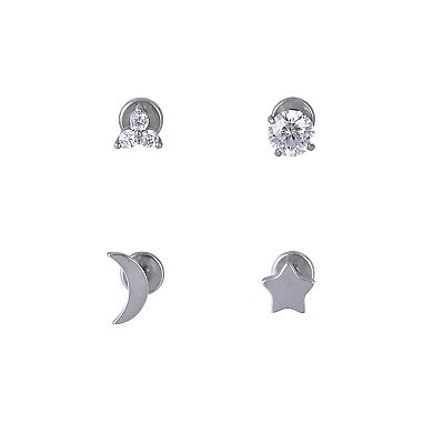 Emberly 4-Piece Stainless Steel Lip Ring Set