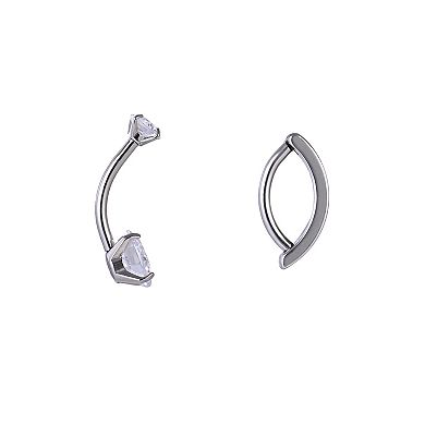 Emberly 2-Piece Stainless Steel Curved Barbell & Clicker Belly Ring Set