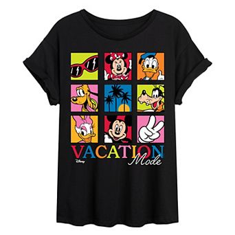 Juniors' Disney Mickey & Friends Vacation Mode Oversized Tee