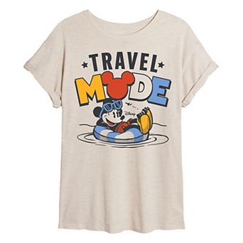 Juniors' Disney Mickey Mouse Travel Mode Oversized Tee