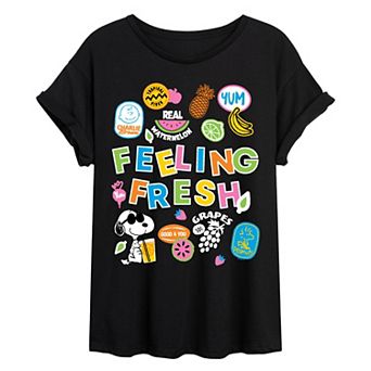Juniors' Peanuts Snoopy Feeling Fresh Oversized Tee