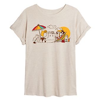 Juniors' Peanuts Beach Day Oversized Tee