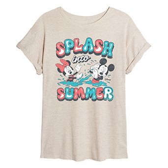 Juniors' Disney Mickey & Minnie Splash Into Summer Oversized Tee