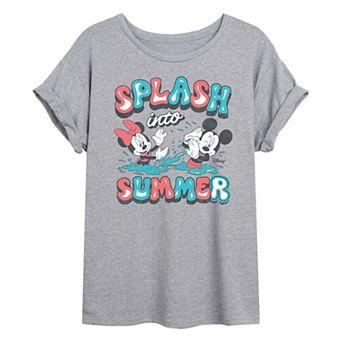 Juniors' Disney Mickey & Minnie Splash Into Summer Oversized Tee