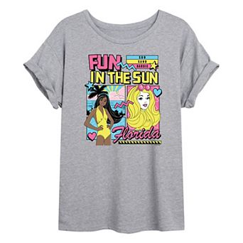 Juniors' Barbie Fun In The Sun Florida Oversized Tee