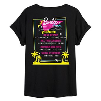 Juniors' Barbie Ready To Rock! Summer Festival World Tour Oversized Tee