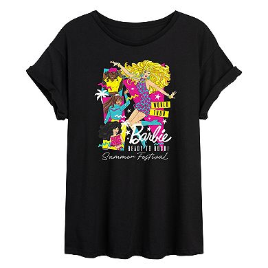 Juniors' Barbie Ready To Rock! Summer Festival World Tour Oversized Tee
