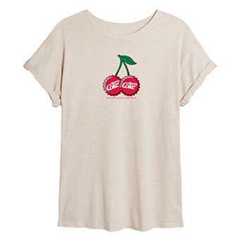 Juniors' Cherry Coke Bottle Cap Oversized Tee