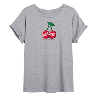 Juniors' Cherry Coke Bottle Cap Oversized Tee