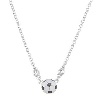Get Spirited Silver Tone Soccer Pendant Necklace
