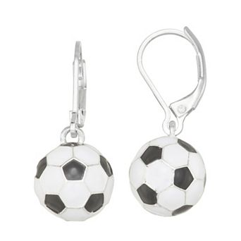 Get Spirited Silver Tone Leverback Socer Drop Earrings