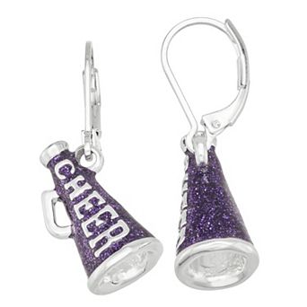 Get Spirited Silver Tone Leverback Cheer Drop Earrings