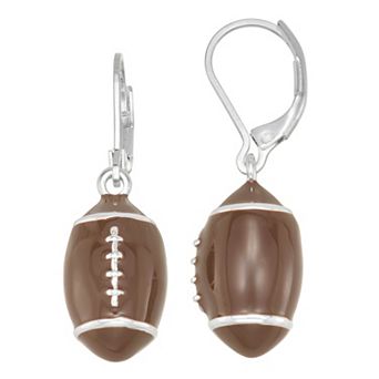 Get Spirited Silver Tone Leverback Football Drop Earrings