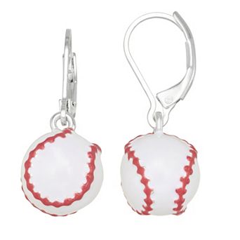 Get Spirited Silver Tone Leverback Baseball Drop Earrings