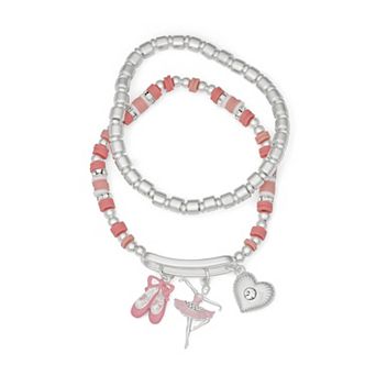 Get Spirited 2 pc Silver Tone Ballet Stretch Bracelet Set