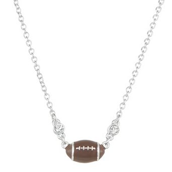 Get Spirited Silver Tone Football Pendant Necklace