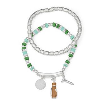 Get Spirited 2 pc Silver Tone Golf Stretch Bracelet Set