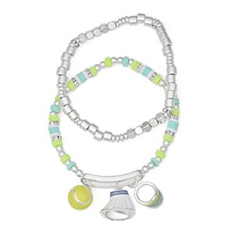 Get Spirited 2 pc Silver Tone Tennis Stretch Bracelet Set