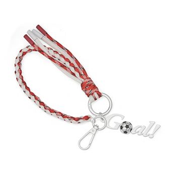 Get Spirited Silver Tone Soccer Bungee Cord Bag Charm