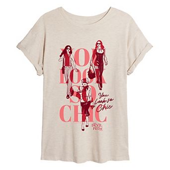 Juniors' The Devil Wears Prada Graphic You Look So Chic Oversized Tee