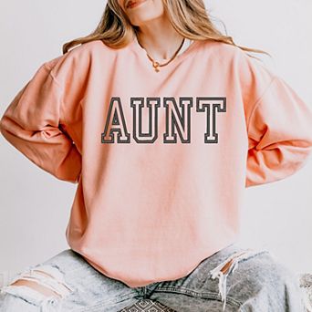 Simply Sage Market Embroidered Aunt Outline Lightweight Garment Dyed Sweatshirt