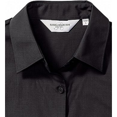Russell Collection Ladies/Womens Short Sleeve Poly-Cotton Easy Care Poplin Shirt