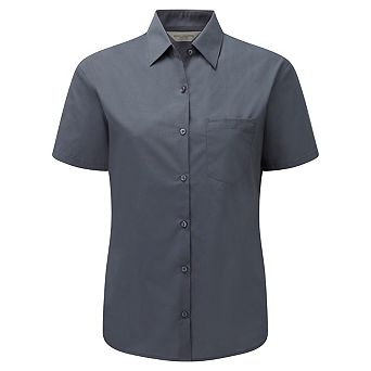 Russell Collection Ladies/Womens Short Sleeve Poly-Cotton Easy Care Poplin Shirt