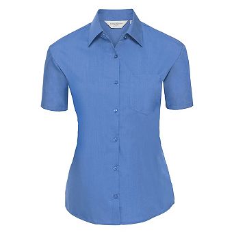Russell Collection Ladies/Womens Short Sleeve Poly-Cotton Easy Care Poplin Shirt