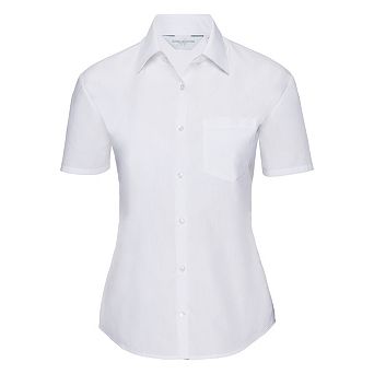 Russell Collection Ladies/Womens Short Sleeve Poly-Cotton Easy Care Poplin Shirt
