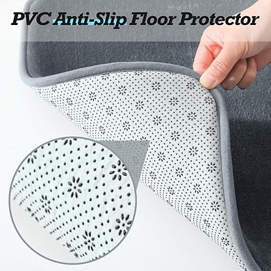 Great Ambitions Non-Slip Quick Dry Bath Rug Set 3pc, Soft Velvet Bath Mats Grey