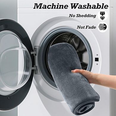 Great Ambitions Non-Slip Quick Dry Bath Rug Set 3pc, Soft Velvet Bath Mats Grey